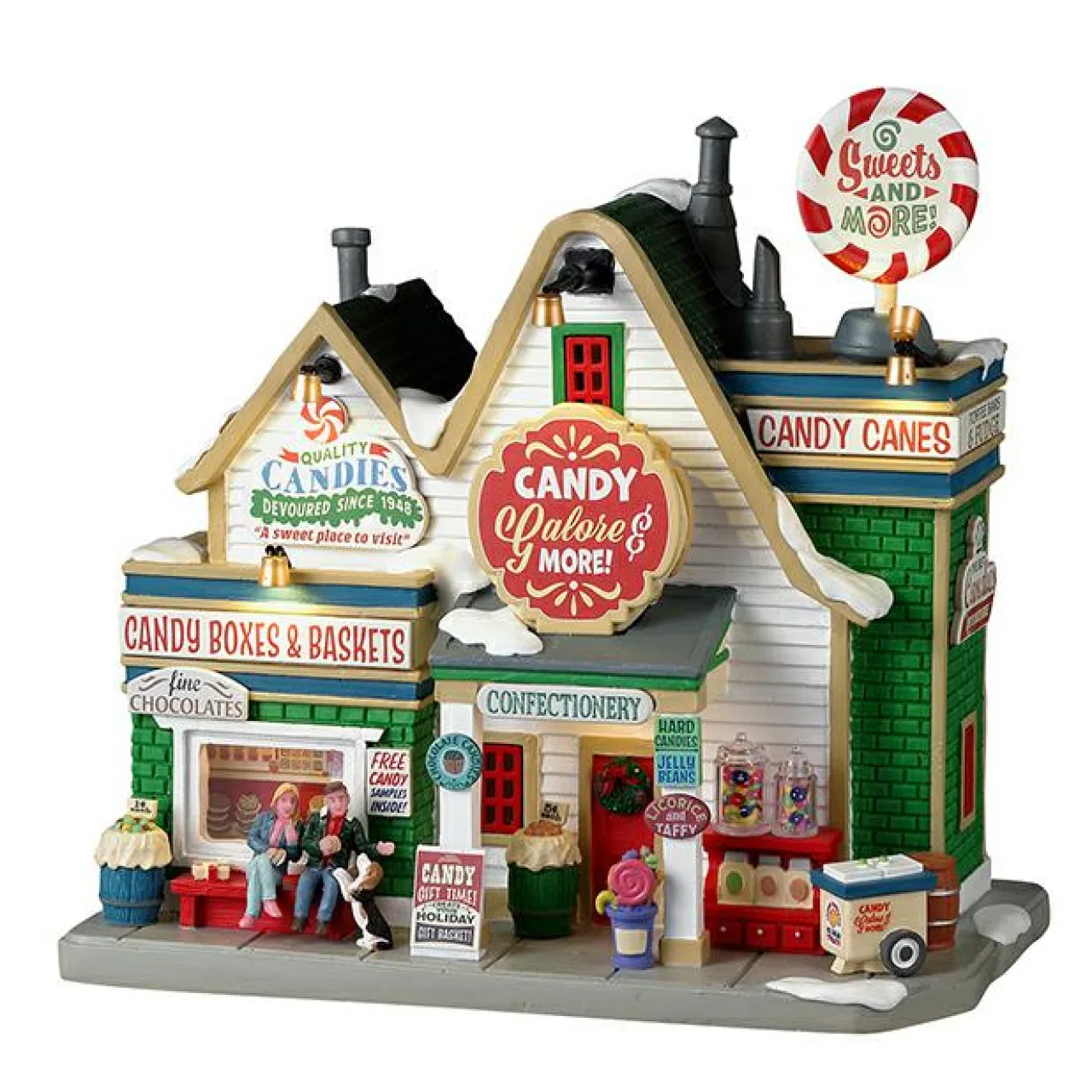 Village De Noël Lemax|LEMAX Village de Noël lumineux à piles La confiserie Candy Galore & More