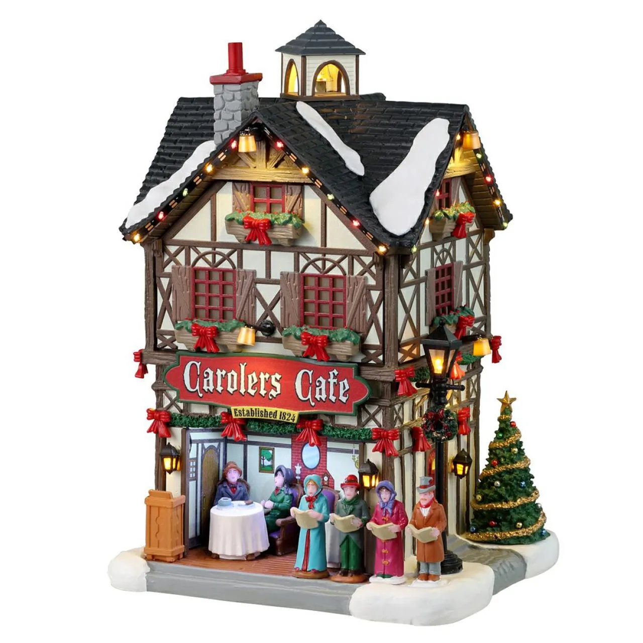 Village De Noël Lemax|LEMAX Village de Noël lumineux à piles Le café des chanteurs