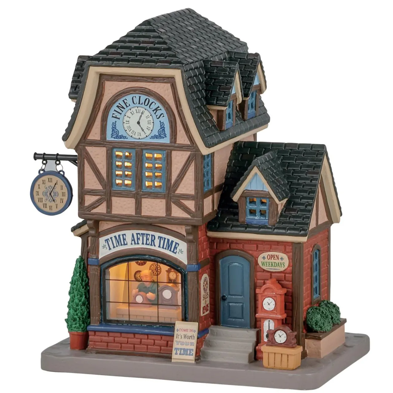 Village De Noël Lemax|LEMAX Village de Noël lumineux Horloger le bon Temps