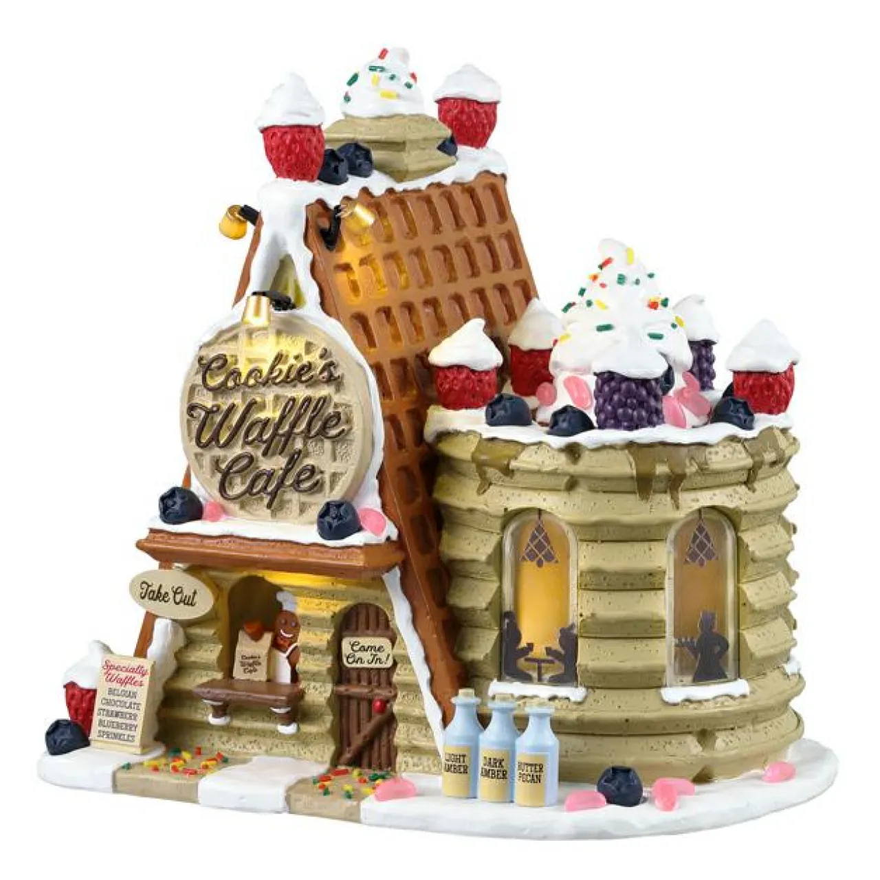 Village De Noël Lemax|LEMAX Village de Noël lumineux à piles Café des gaufres et cookies