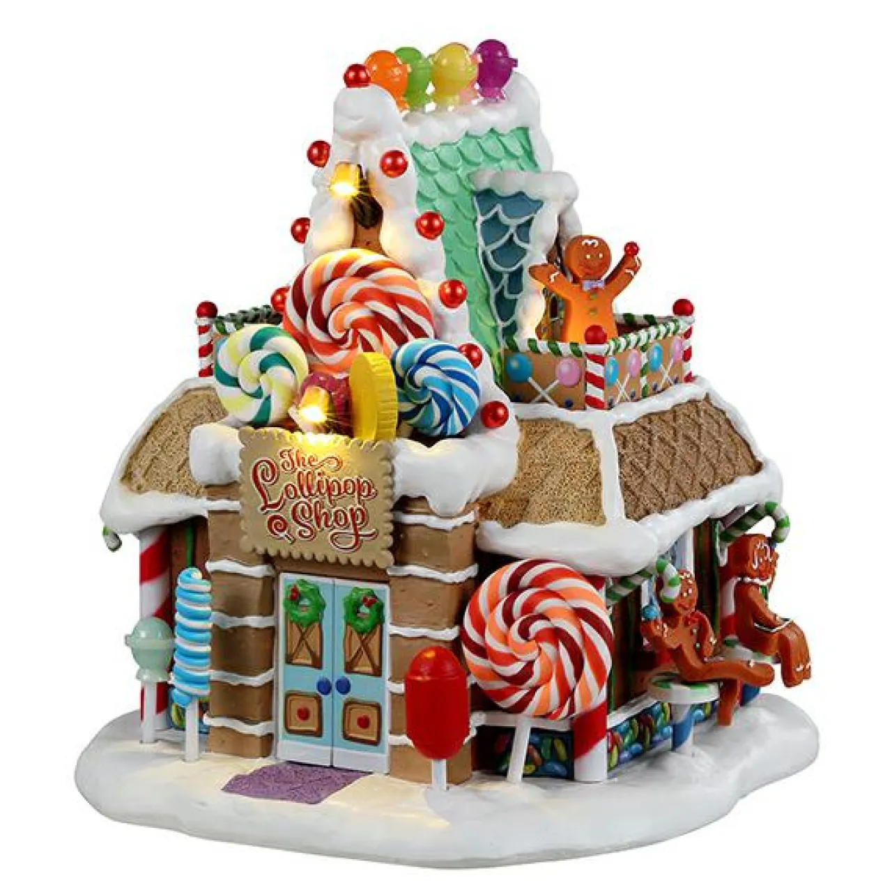 Village De Noël Lemax|LEMAX Village de Noël lumineux à piles Boutique de Bonbons Lollipop