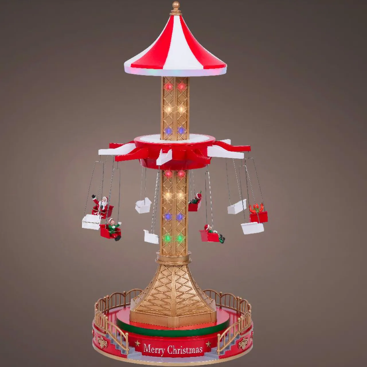 Village De Noël Lumineux|KAEMINGK Village de Noël lumineux animé et musical (H52 cm) Manège à sensation Rouge