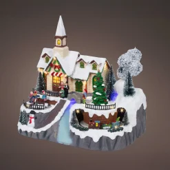 Village De Noël Lumineux|KAEMINGK Village de Noël lumineux, animé et musical (H33 cm) Eglise et chanteurs Multicolore