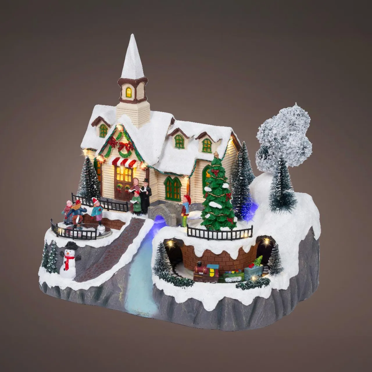 Village De Noël Lumineux|KAEMINGK Village de Noël lumineux, animé et musical (H33 cm) Eglise et chanteurs Multicolore