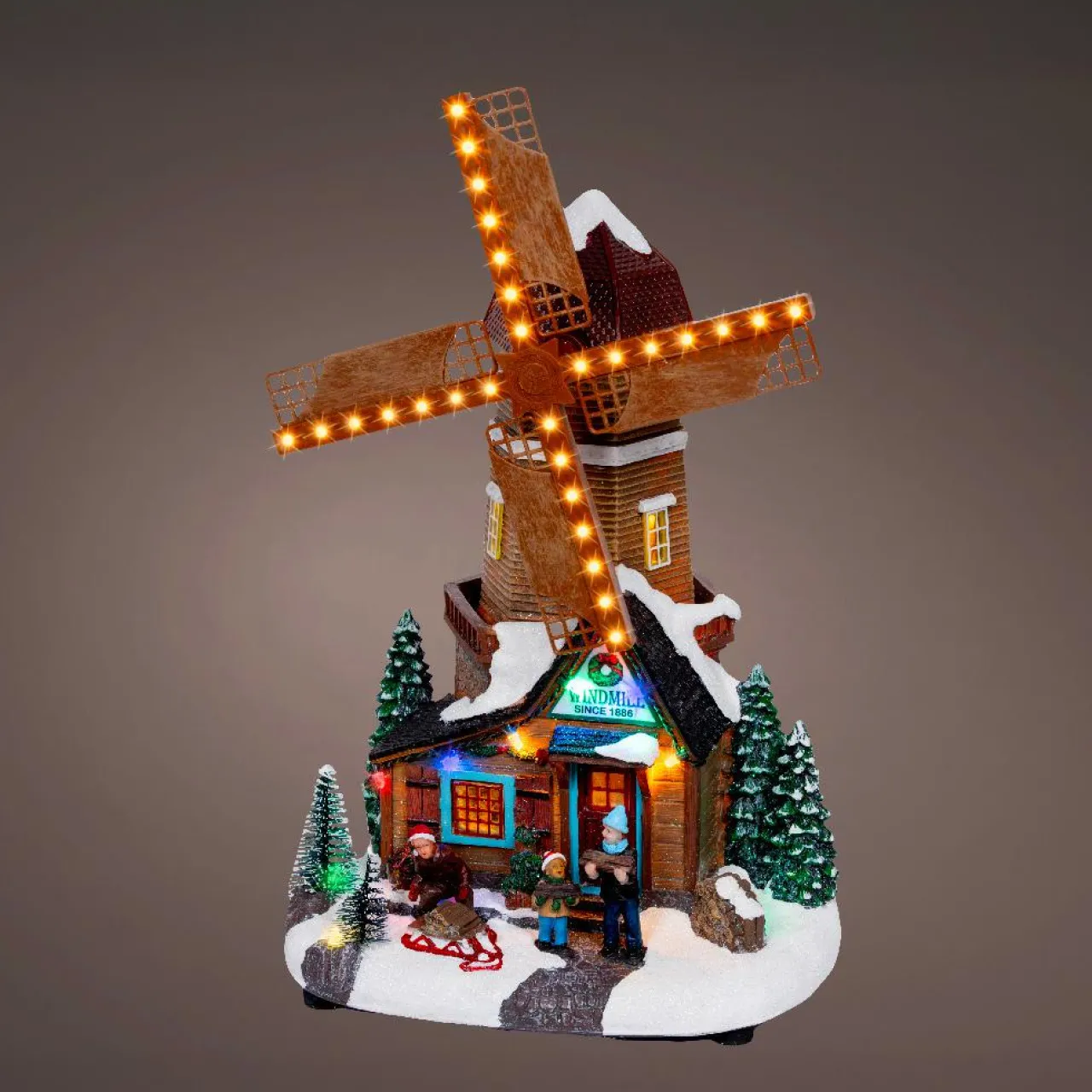 Village De Noël Lumineux|KAEMINGK Village de Noël lumineux, animé et musical (H34 cm) Moulin et enfants Multicolore