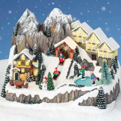 Village De Noël Lumineux|KAEMINGK Village de Noël lumineux et musical Chalets en montagne