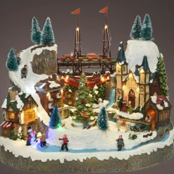 Village De Noël Lumineux|KAEMINGK Village de Noël lumineux et musical Ville festive et Chemin de fer