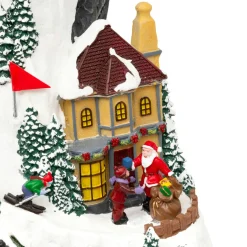 Village De Noël Lumineux|JJA Village de Noël lumineux et animé (H52 cm) Piste de ski lumineuse Multicolore