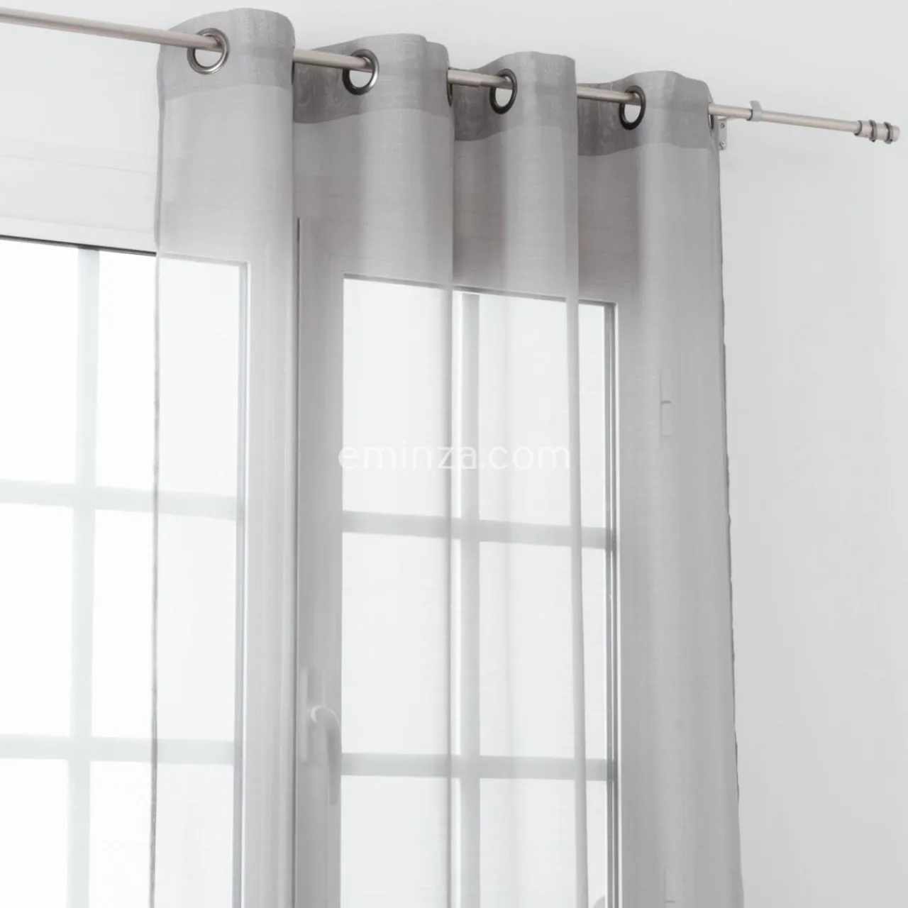 Voilage|LINDER Voilage (145 x H240 cm) Givrée Gris perle Gris clair