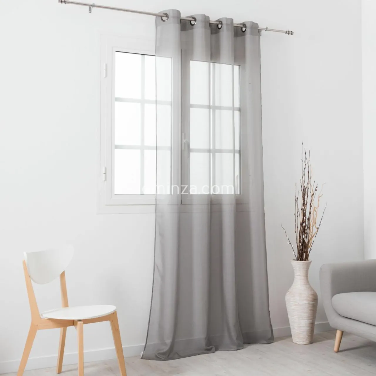 Voilage|LINDER Voilage (145 x H240 cm) Givrée Gris perle Gris clair