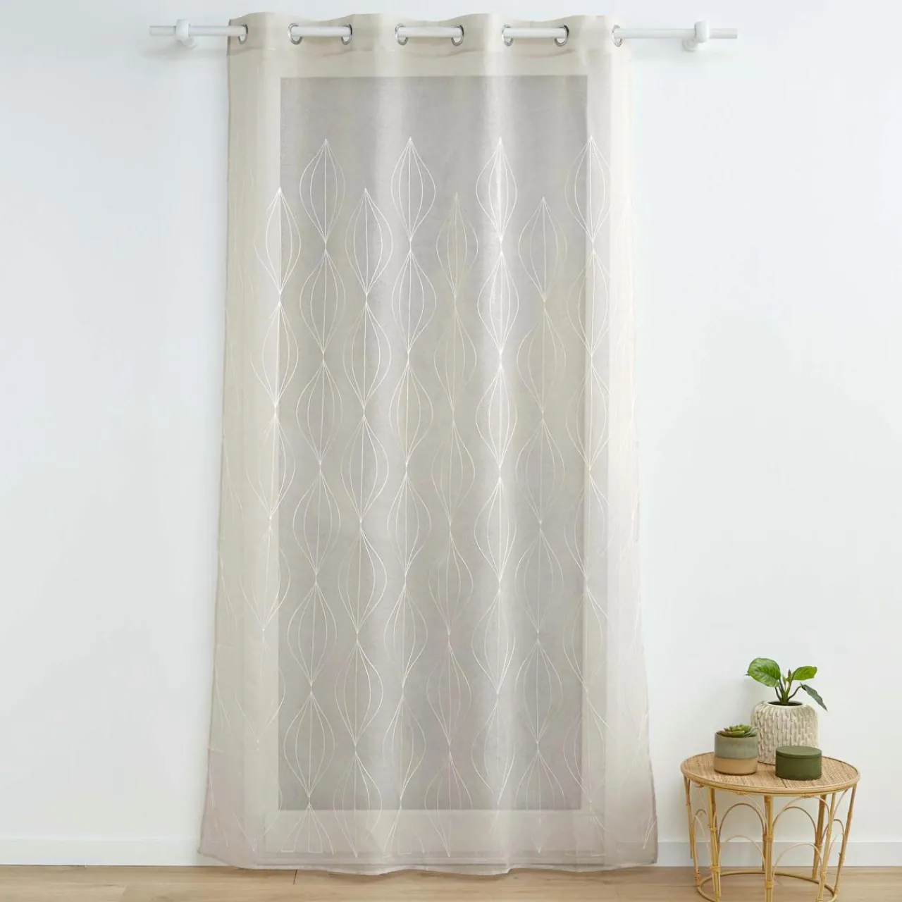 Voilage|DOUCEUR D'INTERIEUR Voilage brodé (140 x 240 cm) Galactée Taupe