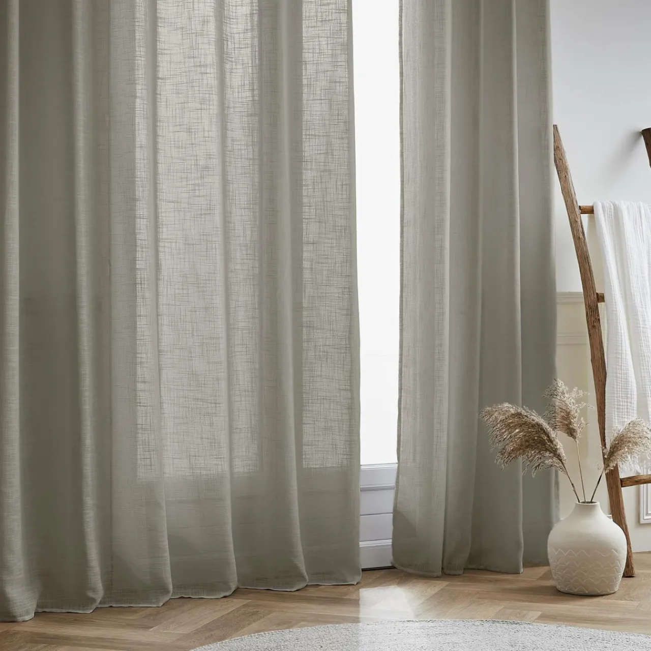 Voilage|EMINZA Voilage effet lin (140 x 240 cm) Robin Taupe