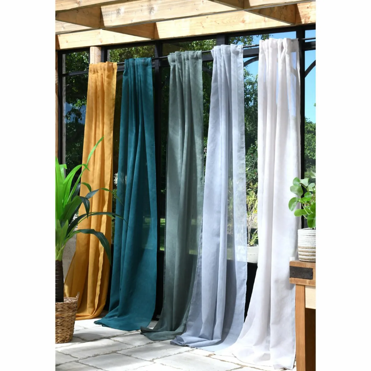 Voilage|LOVELY CASA Voilage galon fronceur (140 x 260 cm) Derby Jaune moutarde