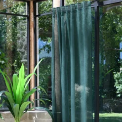 Voilage|LOVELY CASA Voilage galon fronceur (140 x 260 cm) Derby Vert sapin