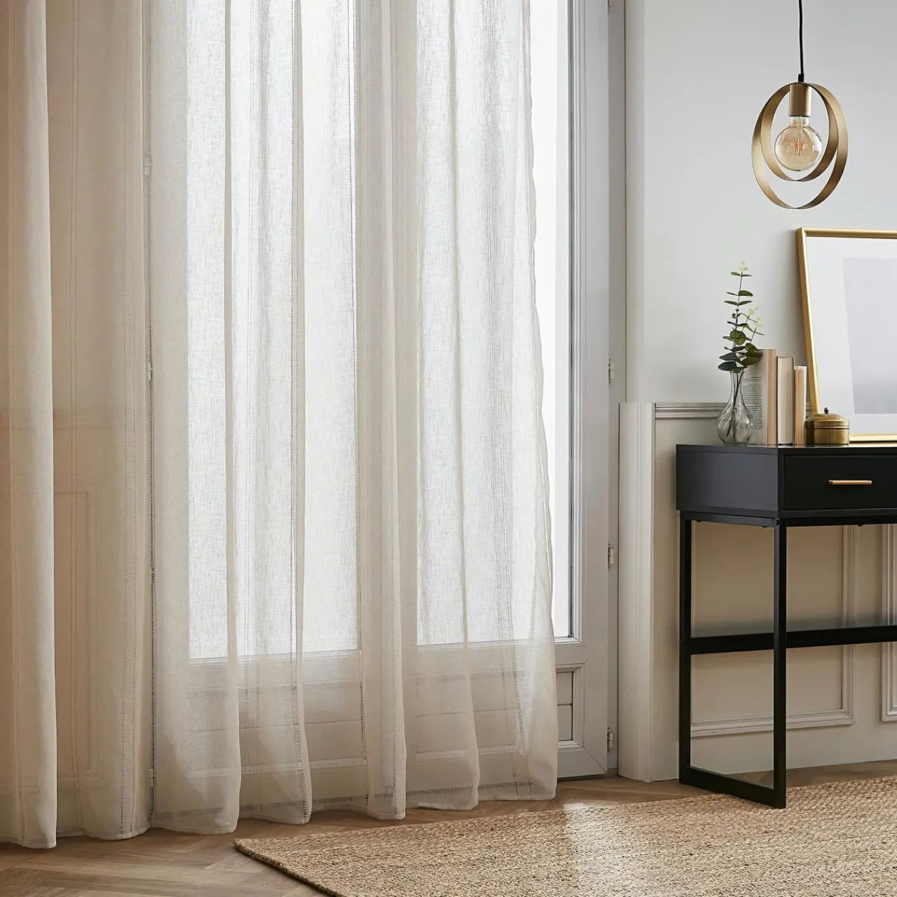 Voilage|EMINZA Voilage galon fronceur (280 x 240 cm) Léontine Beige