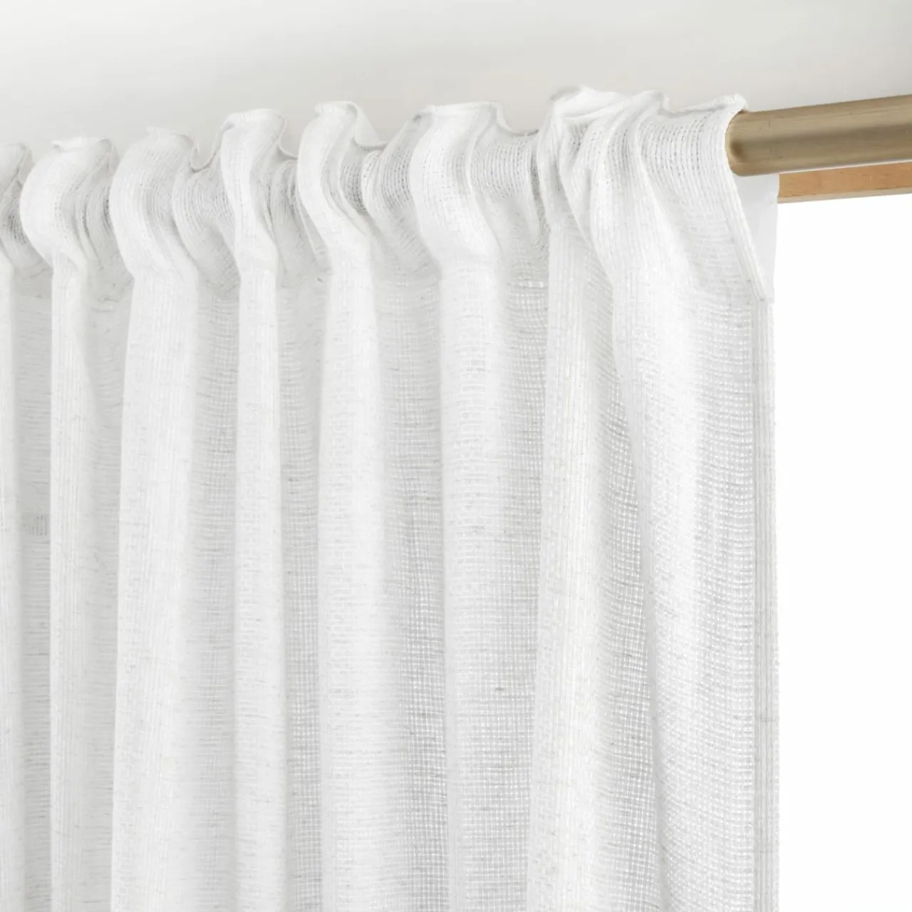 Voilage|EMINZA Voilage galon fronceur effet lin (280 x 240 cm) Luca Blanc