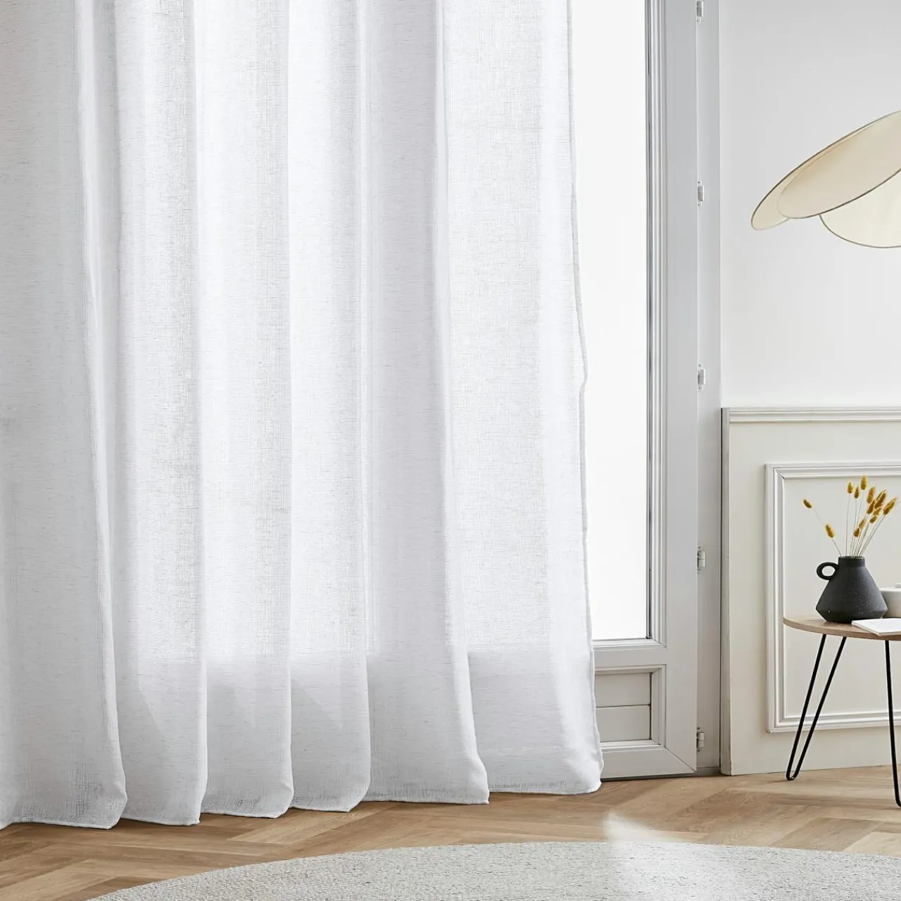 Voilage|EMINZA Voilage galon fronceur effet lin (280 x 240 cm) Luca Blanc