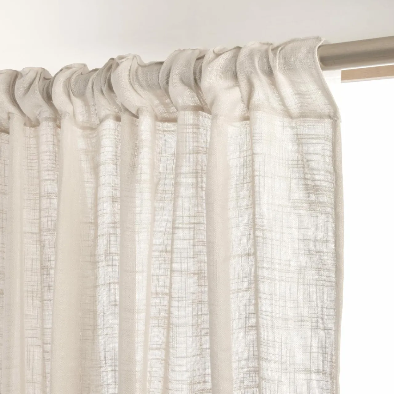 Voilage|EMINZA Voilage galon fronceur effet lin (140 x 240 cm) Robin Beige