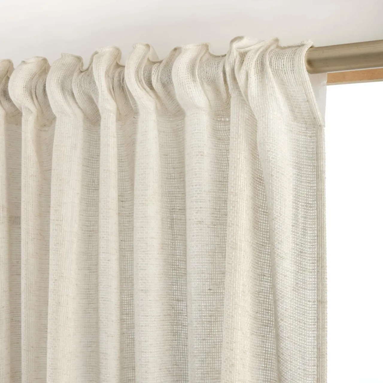 Voilage|EMINZA Voilage galon fronceur effet lin (140 x 240 cm) Luca Beige