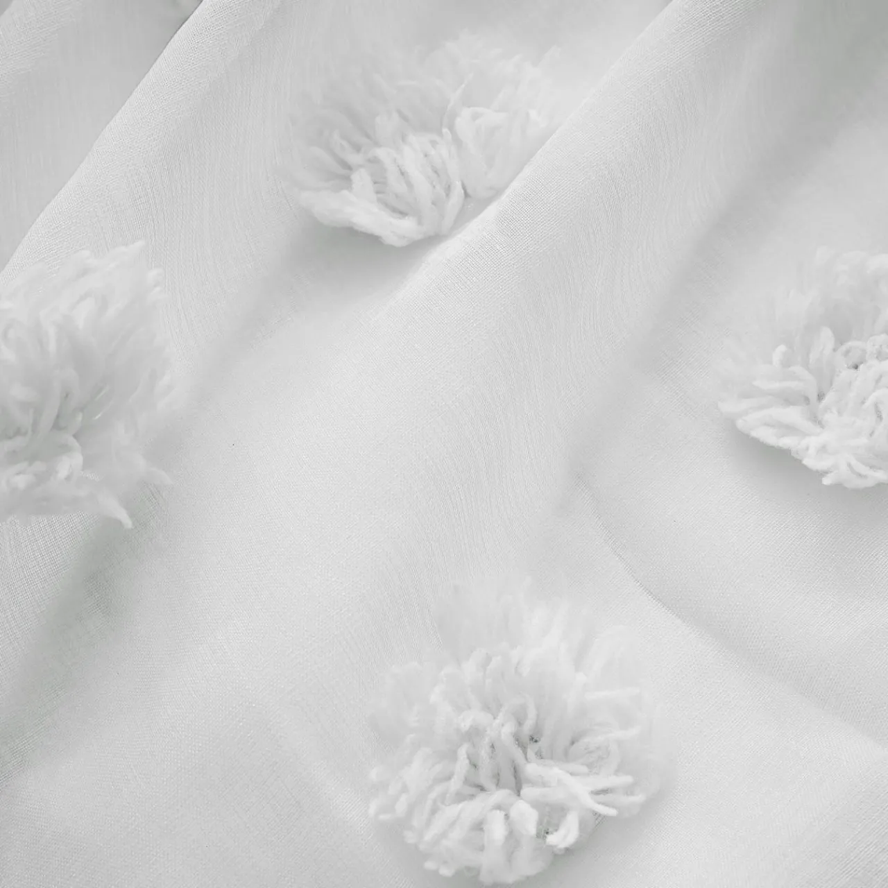 Voilage|EMINZA Voilage galon fronceur pompons (280 x 240 cm) Suzie Blanc