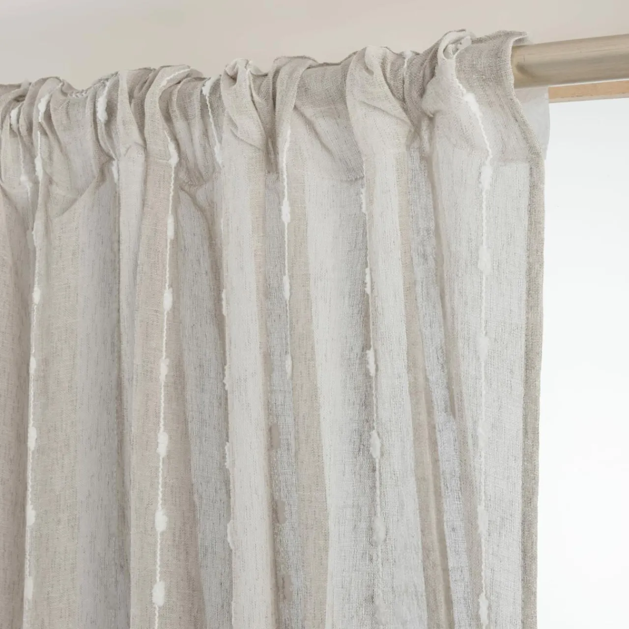 Voilage|EMINZA Voilage galon fronceur pompons (140 x 240 cm) Axel Beige