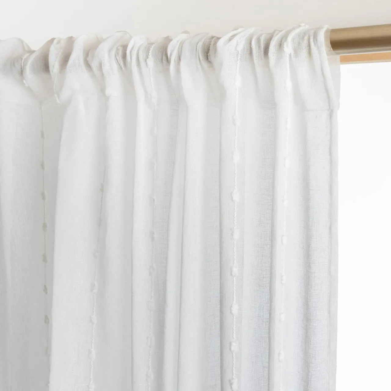 Voilage|EMINZA Voilage galon fronceur pompons (280 x 240 cm) Axel Blanc