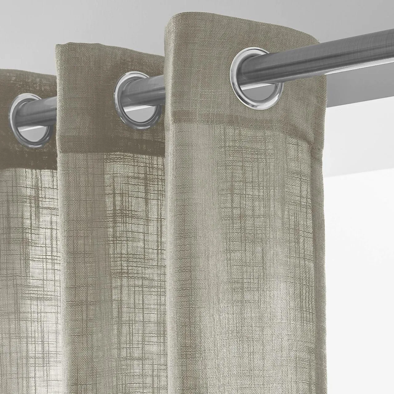 Voilage|EMINZA Voilage grande largeur effet lin (400 x 240 cm) Robin Taupe