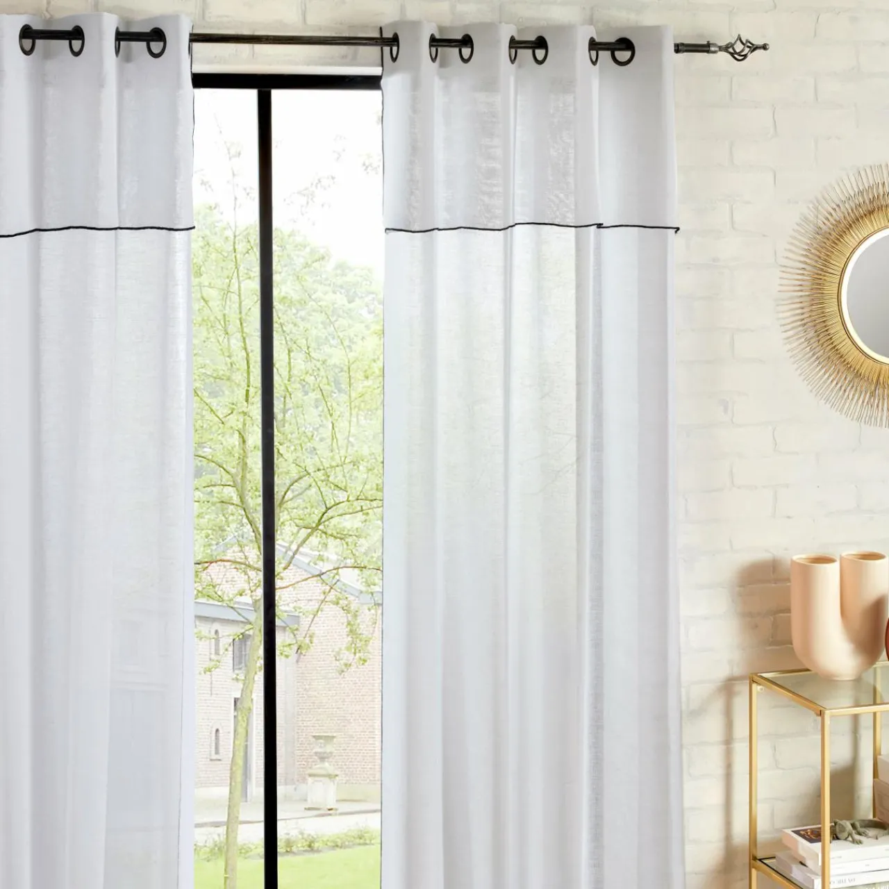 Voilage|ATMOSPHERA Voilage œillets à volant (140 x 240 cm) Fred Blanc