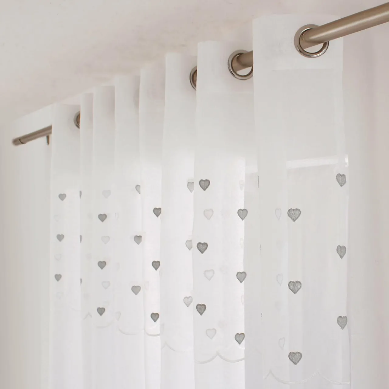 Voilage|ENJOY HOME Voilage œillets (140 x 240 cm) Coeurs Gris