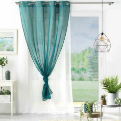 Voilage|DOUCEUR D'INTERIEUR Voilage œillets (140 x 240 cm) Duetto et Blanc Bleu pétrole