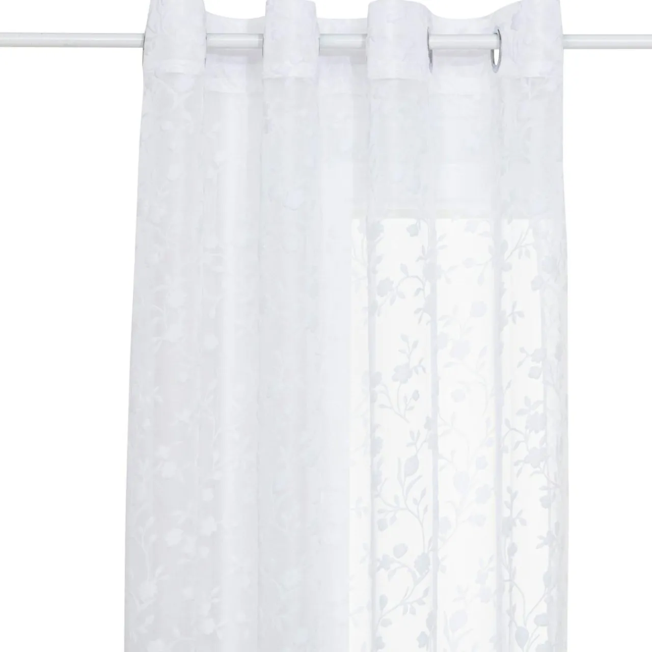 Voilage|Atmosphera, cru017dateur d'intu017drieur Voilage œillets (140 x 240 cm) Flore Blanc