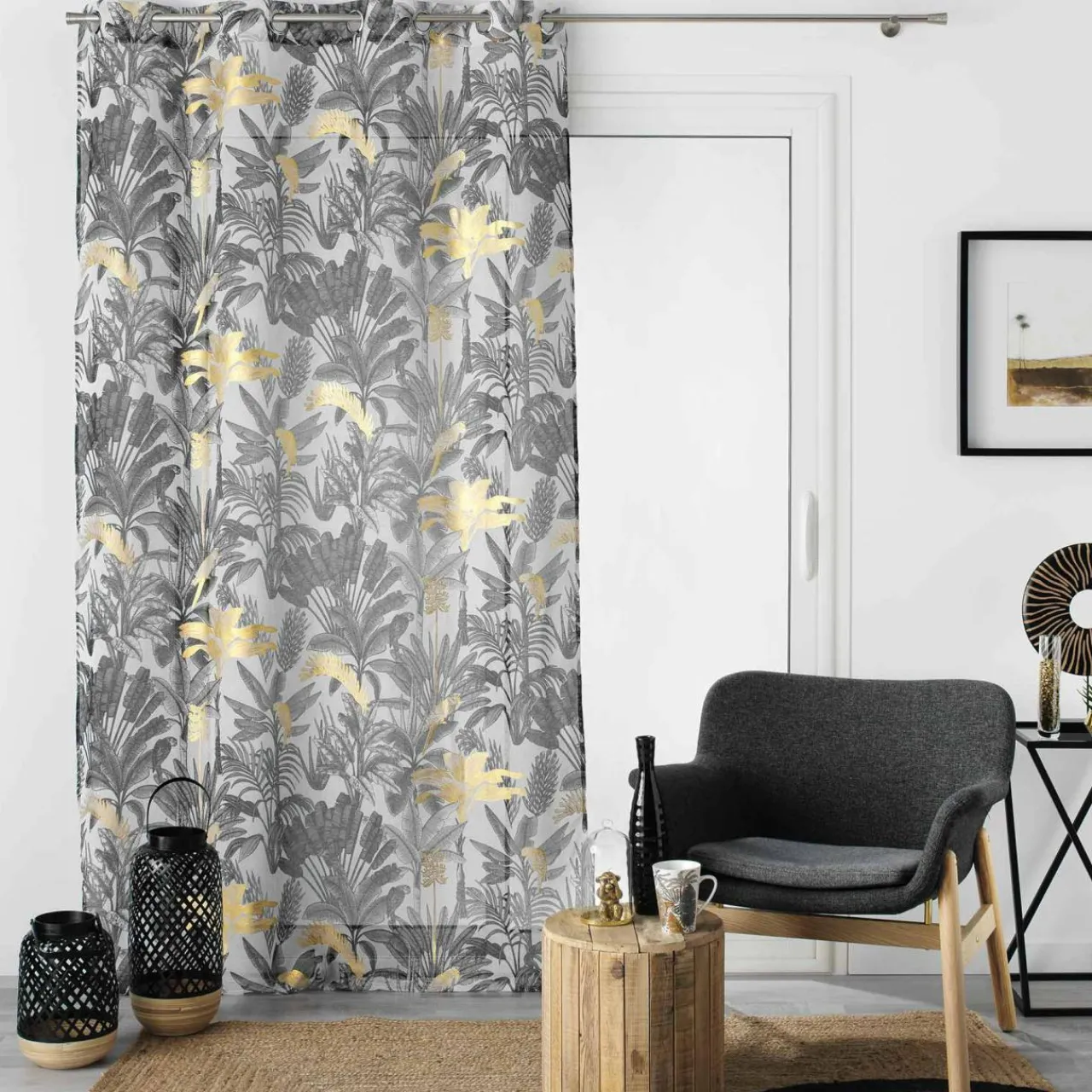 Voilage|DOUCEUR D'INTERIEUR Voilage œillets (140 x 240 cm) Karaba Noir