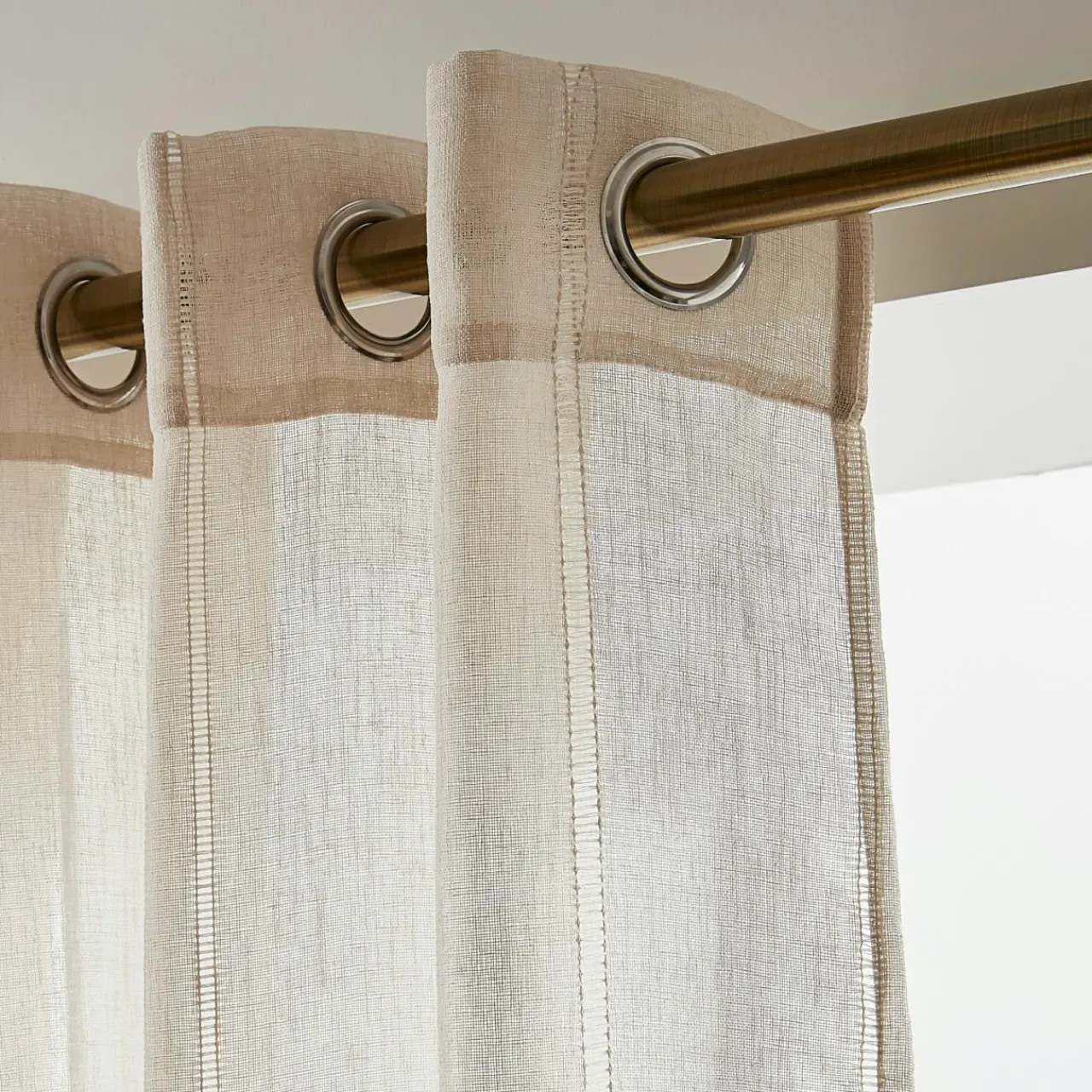 Voilage|EMINZA Voilage œillets (140 x 280 cm) Léontine Beige