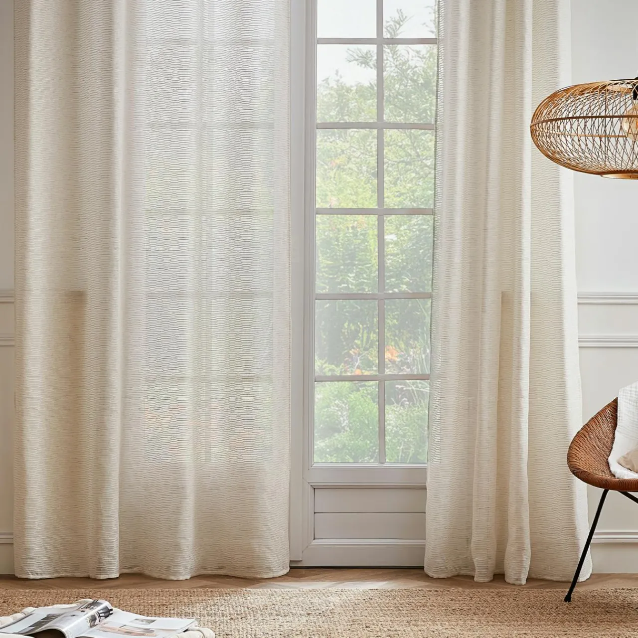 Voilage|EMINZA Voilage œillets (140 x 280 cm) Maël Beige