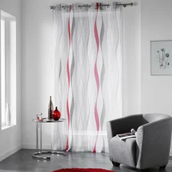Voilage|DOUCEUR D'INTERIEUR Voilage œillets (140 x 240 cm) Ondulys Rouge