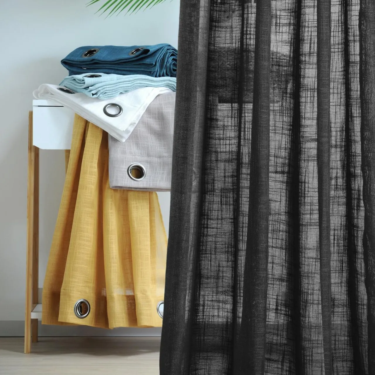 Voilage|LOVELY CASA Voilage œillets (135 x 260 cm) Ontario Noir