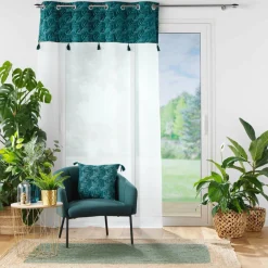 Voilage|DOUCEUR D'INTERIEUR Voilage œillets (140 x 240 cm) Palmina Bleu canard