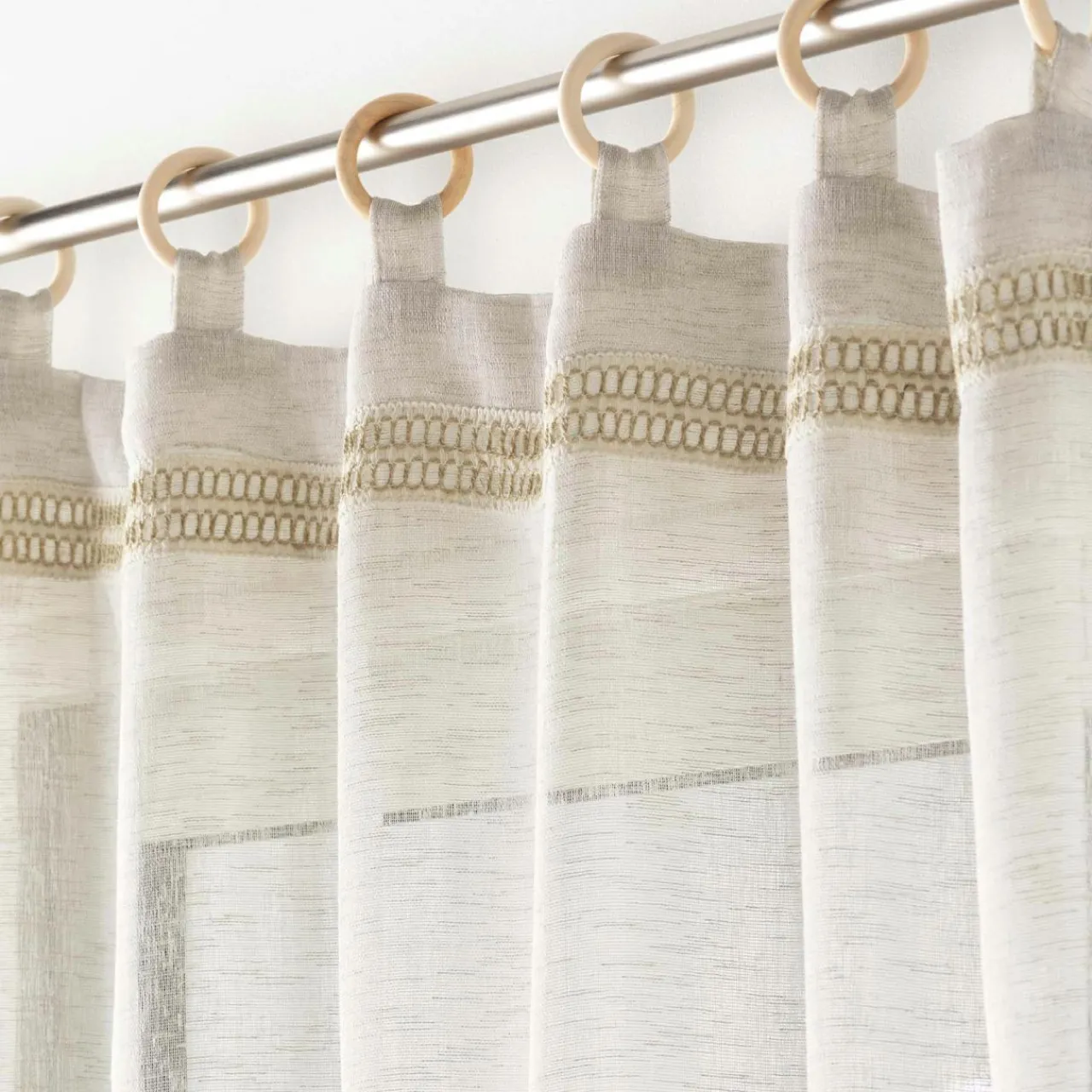 Voilage|DOUCEUR D'INTERIEUR Voilage œillets bois (140 x 240 cm) Mileo Beige