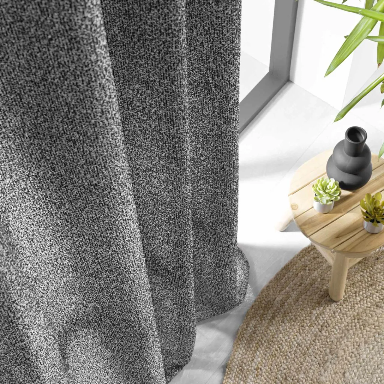 Voilage|douceur d'intu017drieur Voilage œillets effet lainage (140 x 240 cm) Loulaine Noir