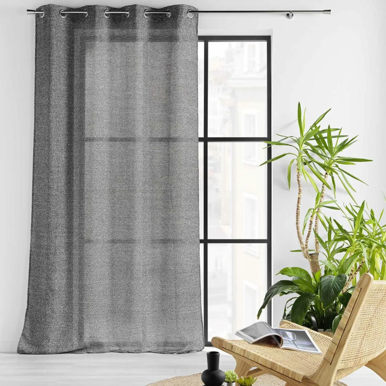 Voilage|douceur d'intu017drieur Voilage œillets effet lainage (140 x 240 cm) Loulaine Noir