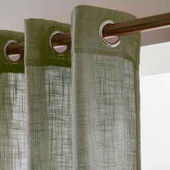 Voilage|EMINZA Voilage œillets effet lin (140 x 240 cm) Robin Vert romarin