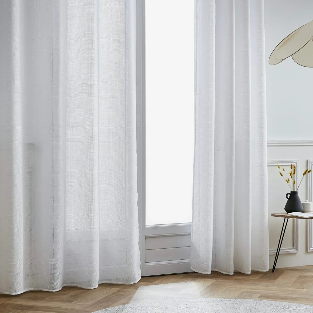 Voilage|EMINZA Voilage œillets effet lin (140 x 240 cm) Luca Blanc