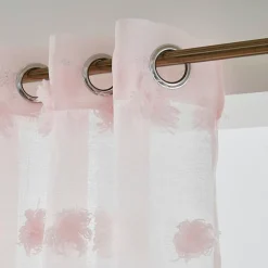 Voilage|EMINZA Voilage oeillets pompons (140 x 240 cm) Suzie Rose