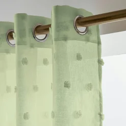 Voilage|EMINZA Voilage oeillets pompons (140 x 240 cm) Emie Vert d'eau Vert d'eau