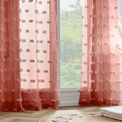 Voilage|EMINZA Voilage oeillets pompons (140 x 240 cm) Suzie Terracotta