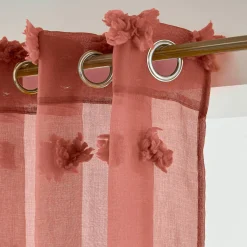 Voilage|EMINZA Voilage oeillets pompons (140 x 240 cm) Suzie Terracotta