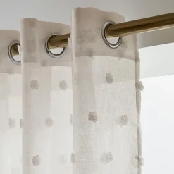 Voilage|EMINZA Voilage oeillets pompons (140 x 280 cm) Emie Beige