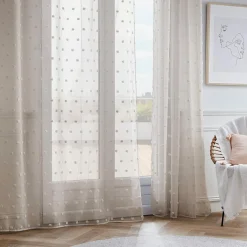 Voilage|EMINZA Voilage oeillets pompons (180 x 240 cm) Emie Beige
