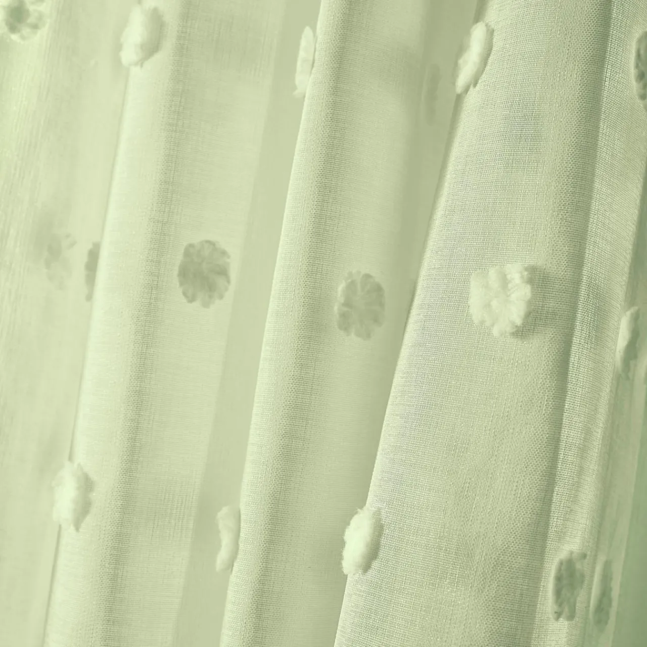 Voilage|EMINZA Voilage oeillets pompons (140 x 280 cm) Emie Vert d'eau Vert d'eau