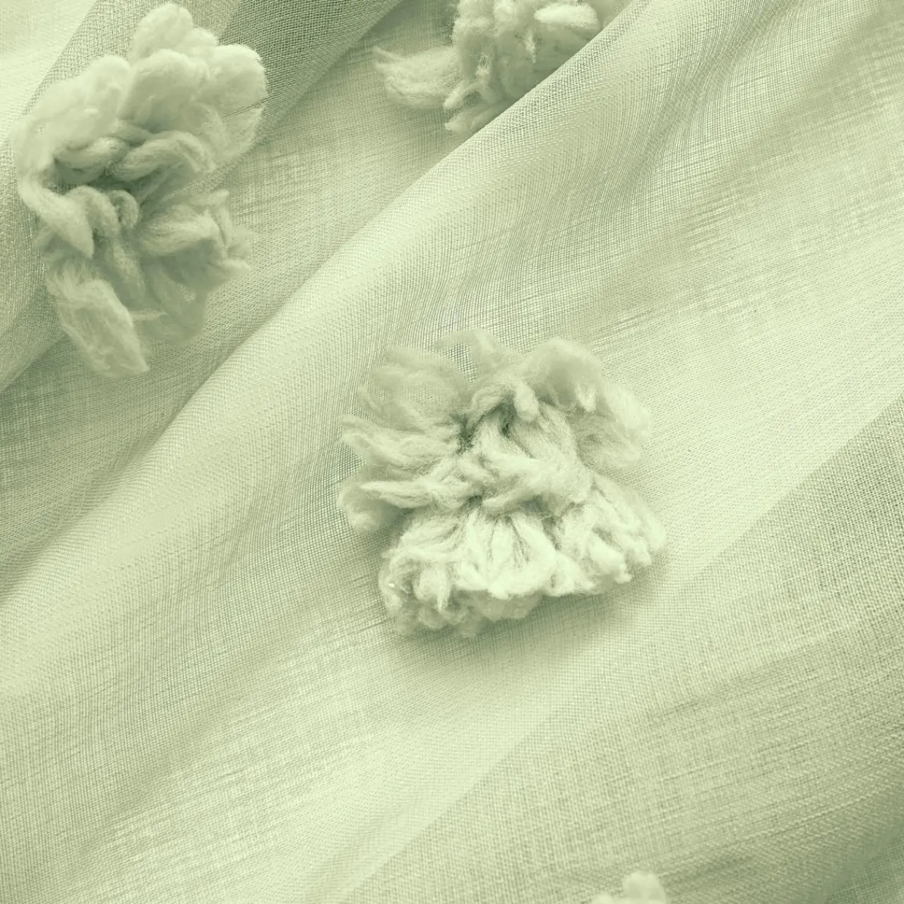 Voilage|EMINZA Voilage oeillets pompons (140 x 280 cm) Suzie Vert d'eau Vert d'eau